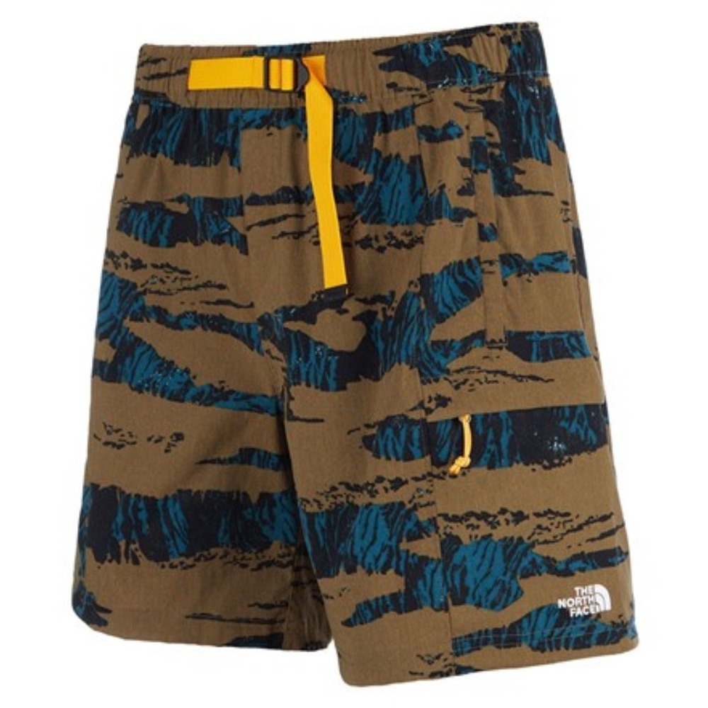 The North Face Mens XXL Paramount Horizon Shorts Tan Blue Mountain Print Belt - Picture 3 of 13